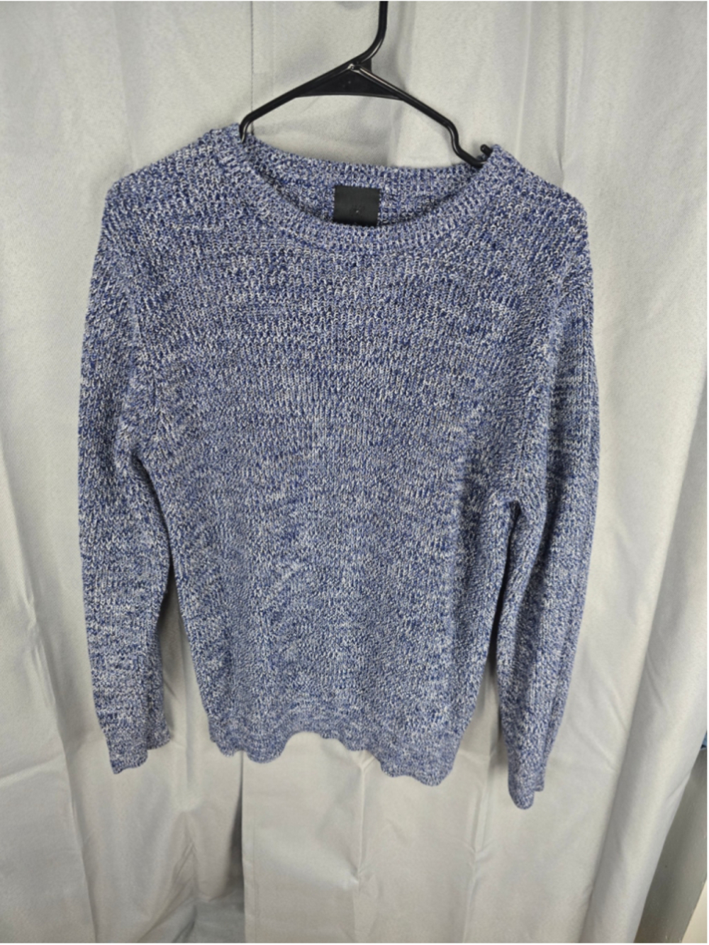 Women's H&M Crewneck Sweater Blue White Marled Knit Size L